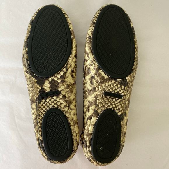 Tory Burch Minnie Flats Size 8 Roccia Snake Emboss Leather Logo Travel Ballet - Picture 14 of 14